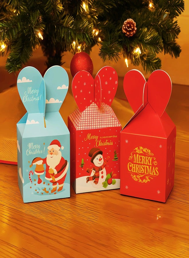 BAKEFY 10 pcs Gift Fruit Treat Candy Gifts Box for Wedding Xmas Presents Sweets Christmas Festival PartyChristmas Folding Apple Cartoon Christmas Eve Packing Paper Candy Box Gift Box - Image 1